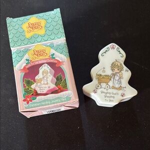 Precious Moments White Porcelain Holiday Keepsake Box with Pastel Accents